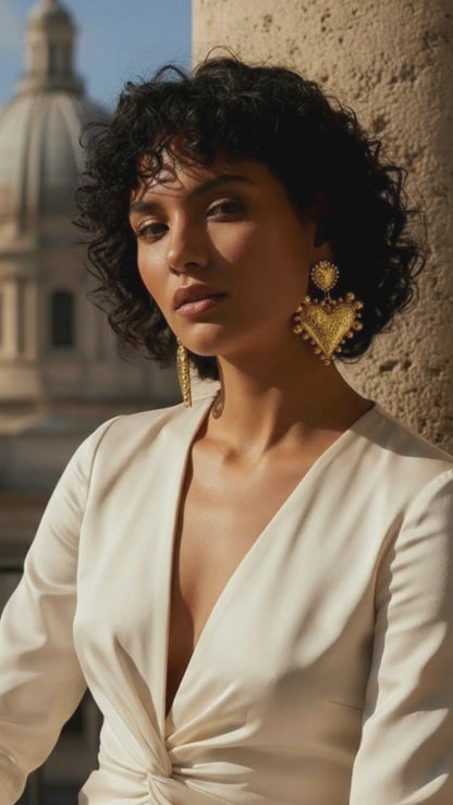 Glided Heard Gold Plated Stud Earring