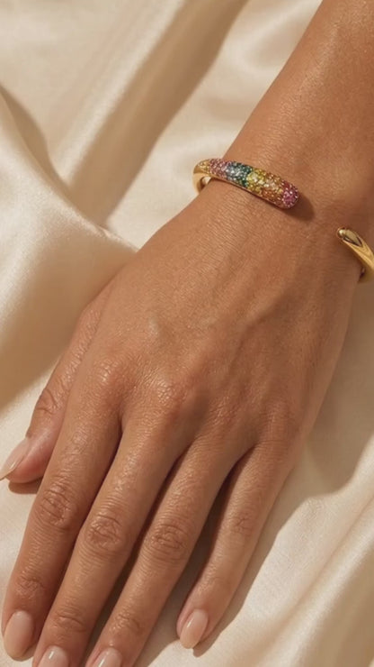 Grace Line Multicolor Gold Plated Cuff Bracelet