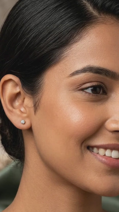 Sleek Inlay Lone Sparkle Gold Plated Stud Earring
