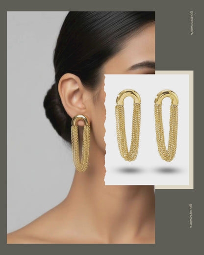 Curtain Chain Gold Plated Tassel Earring