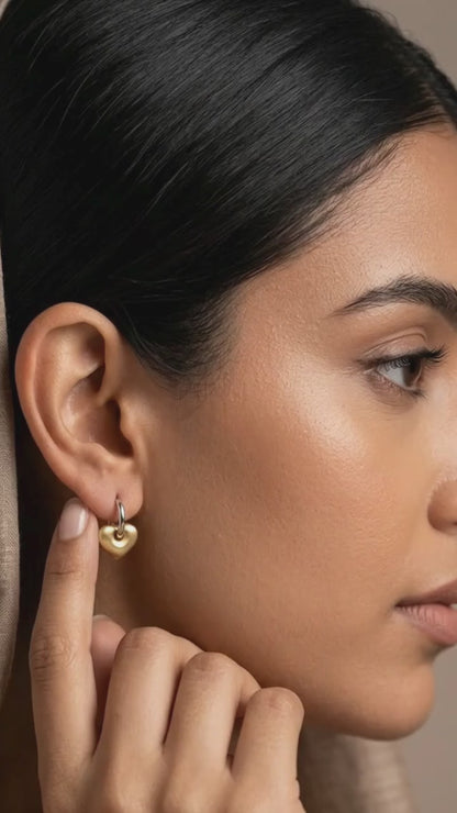 Duo Tone Love Gold Plated Hoop Earrings